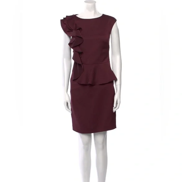ted baker dress burgundy Ted Baker Burgundy Red Belted Detail Pencil Dress Sz4 UK 14  Reliked